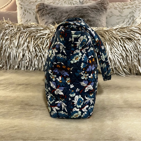 VERA BRADLEY Floral Bursts Small VERA TOTE Blue Purple Orange Zipper Shoulder - Picture 6 of 11